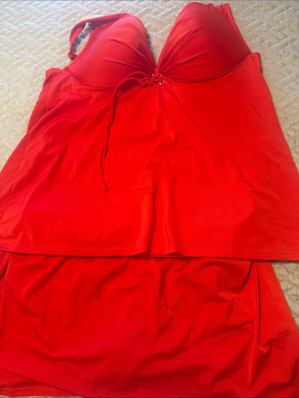 Cacique Red Tankini Swim Top and Skirt Set